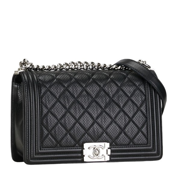 Chanel Matelasse Handbag  Leather Boy Bag Black 28 Cocomark - Picture 1 of 11